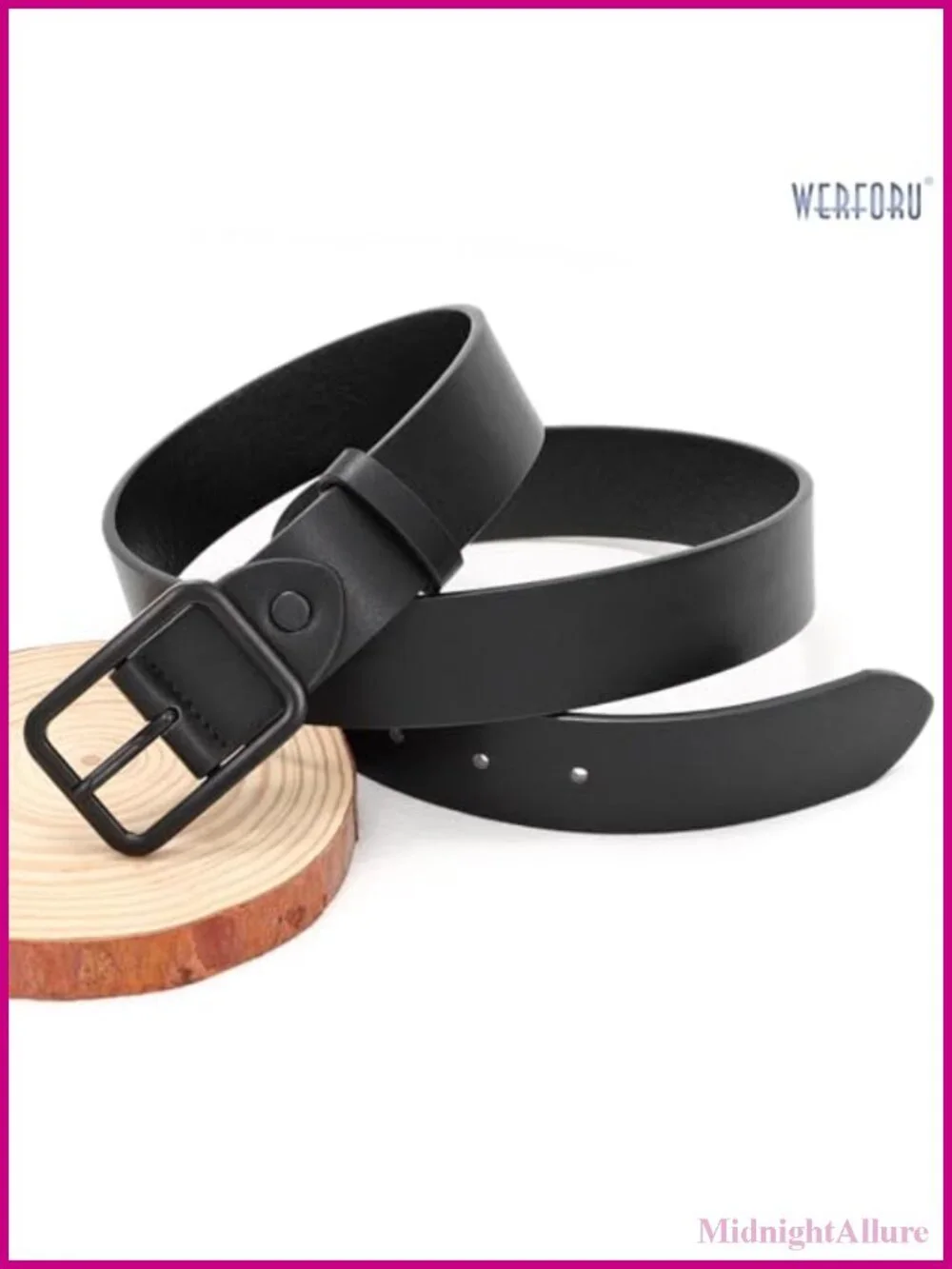 Faux Leather Belt Square Buckle Adjustable 1.3